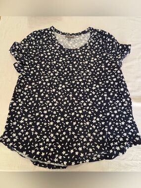Style & Company Navy Floral Short Sleeve Tee ~ Women’s XL